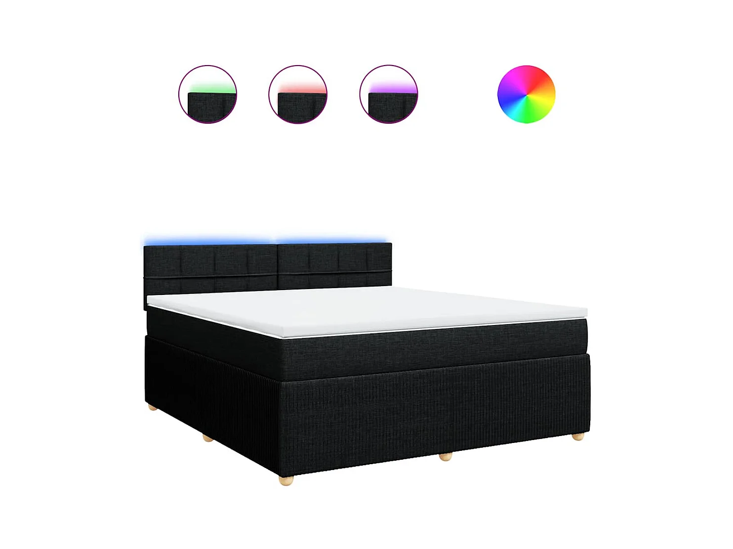 Giroletto a Molle con Materasso Nero 180x200 cm in Tessuto