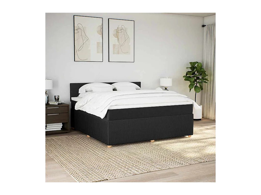 Giroletto a Molle con Materasso Nero 180x200 cm in Tessuto