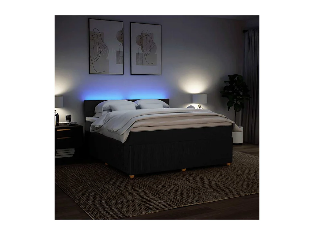 Giroletto a Molle con Materasso Nero 180x200 cm in Tessuto