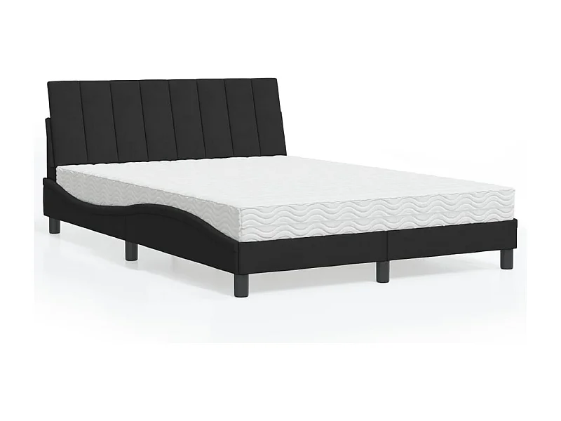 Cama com colchão Hanko 140x190 cm veludo preto