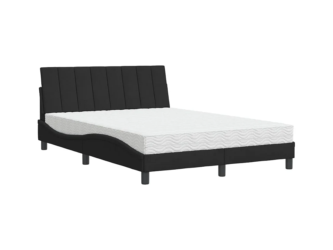 Lit avec matelas Hanko noir 140x190 cm velours