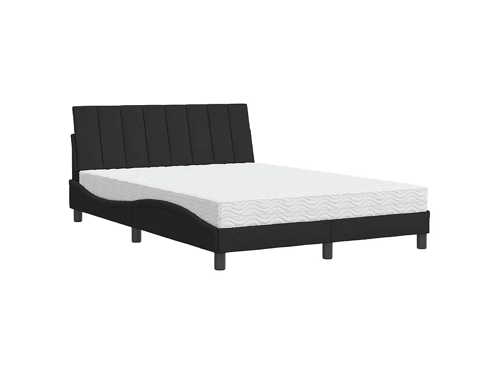 Cama com colchão Hanko 140x190 cm veludo preto