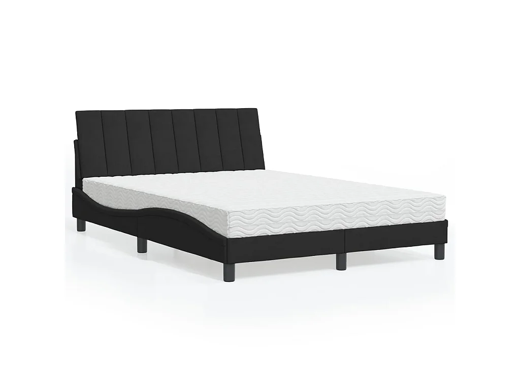 Cama com colchão Hanko 140x190 cm veludo preto