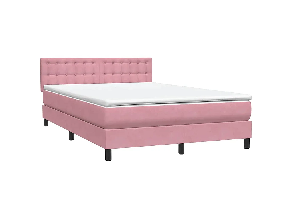 Boxspring met matras fluweel roze 160x210 cm