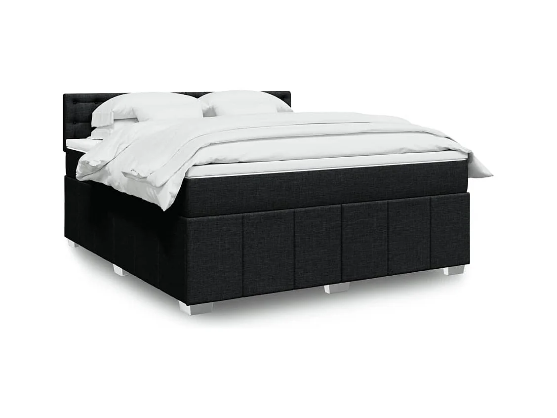 Boxspringbett mit Matratze Schwarz 180x200 cm Stoff