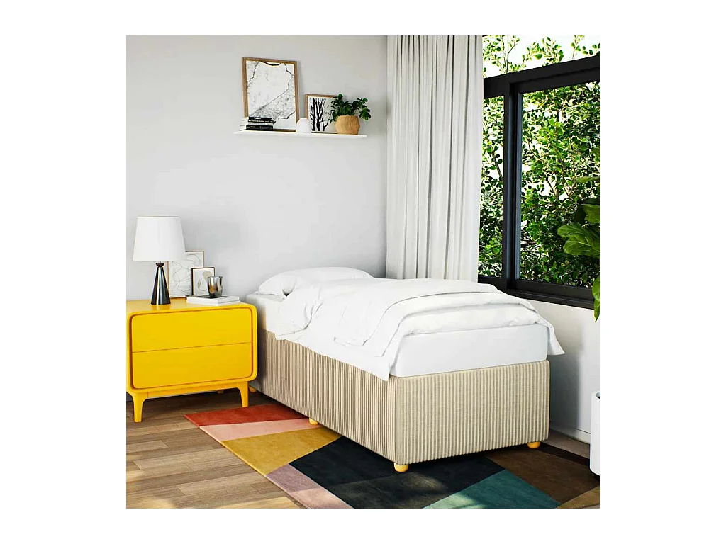 Cadre de lit sans matelas crème 90x200 cm tissu