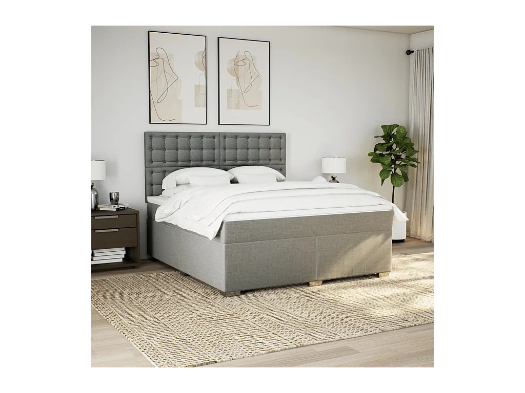 Boxspring met matras stof lichtgrijs 180x200 cm