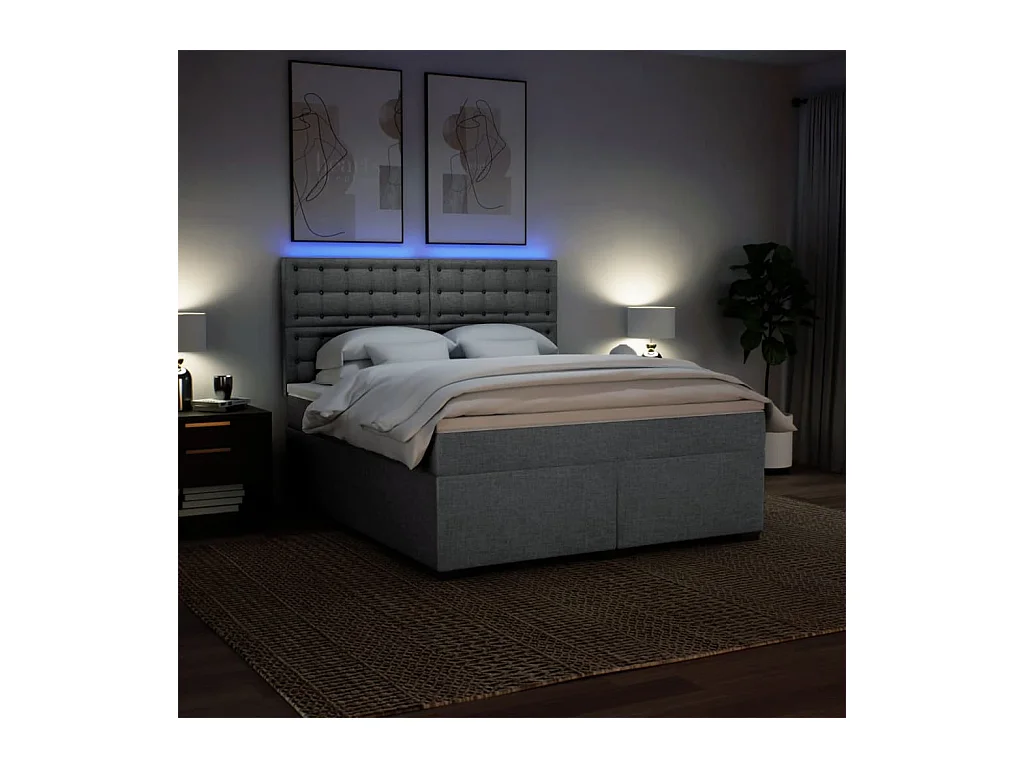 Boxspring met matras stof lichtgrijs 180x200 cm