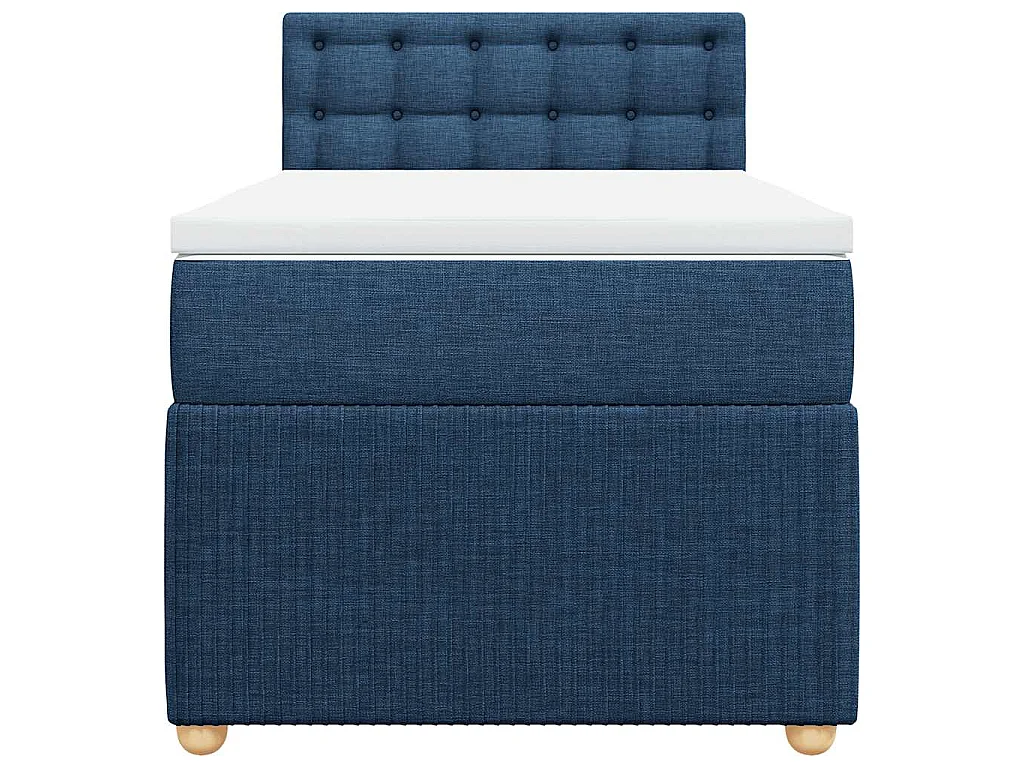 Cama box spring con colchón tela azul 100x200 cm