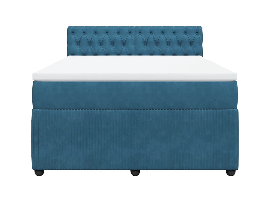 Boxspring met matras fluweel blauw 140x200 cm
