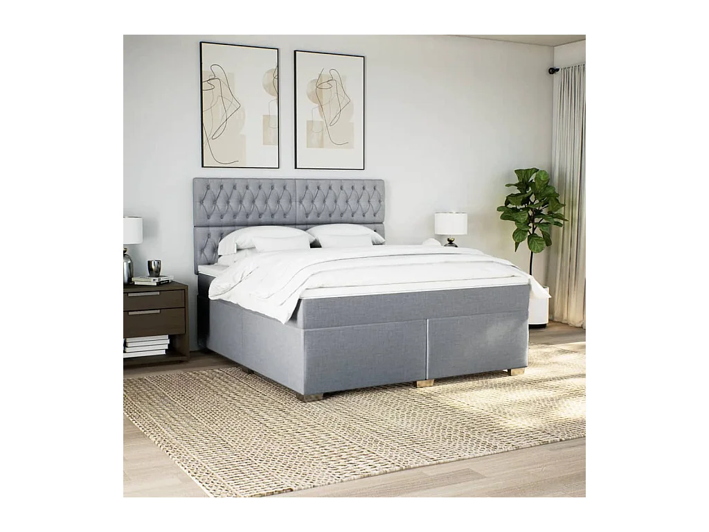 Sommier à lattes de lit avec matelas Gris clair 180x200cm Tissu