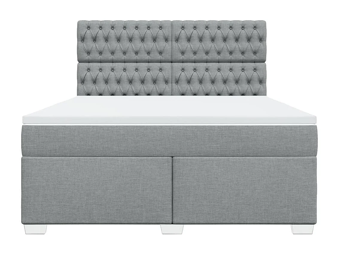 Cama box spring con colchón tela gris claro 180x200 cm