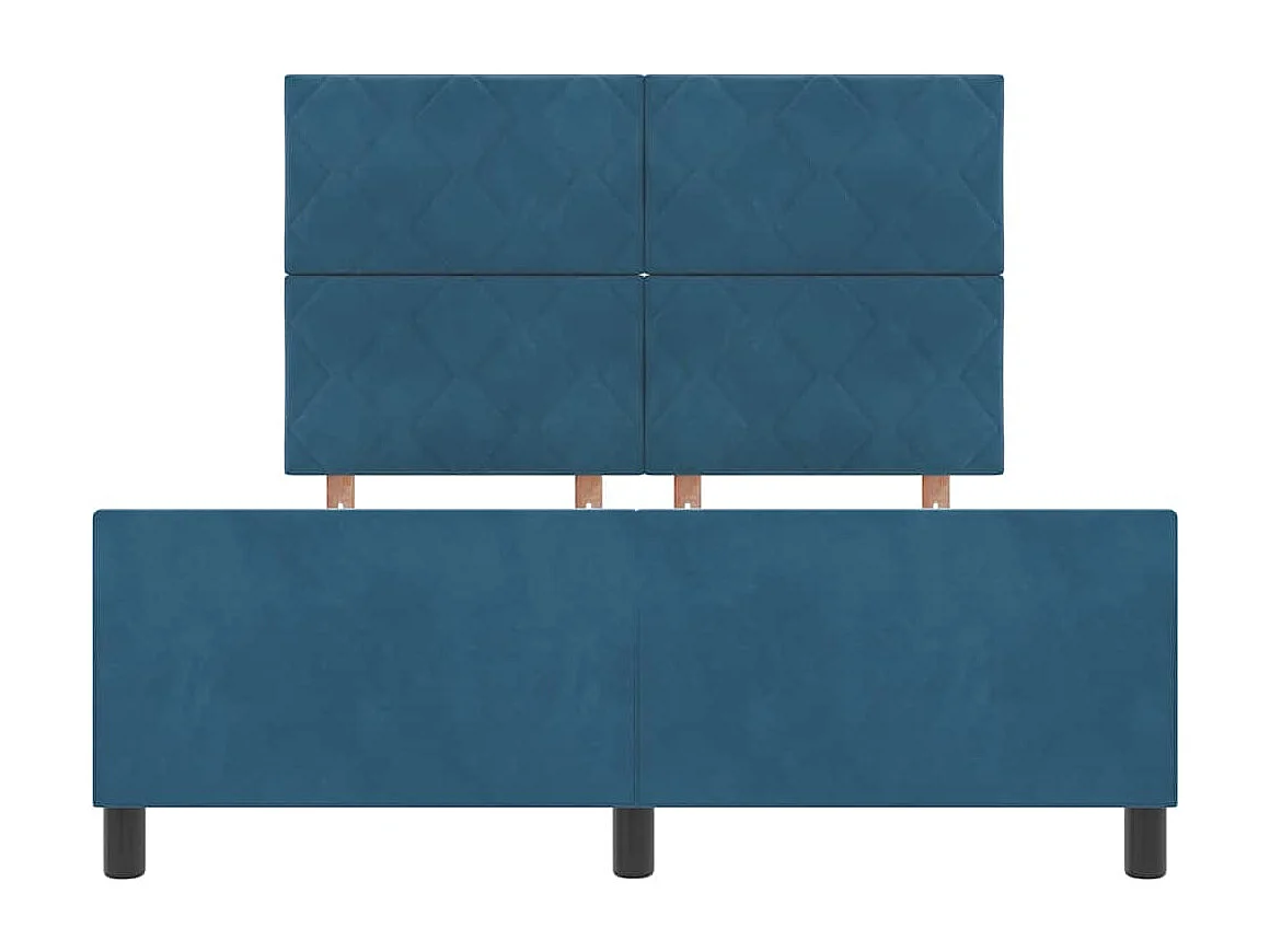 Estrutura da Cama com cabeceira Azul escuro 140 x 200 cm Veludo