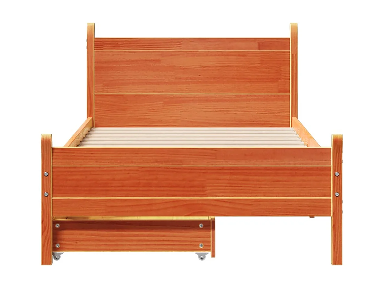 Bedframe zonder matras massief grenenhout wasbruin 100x200 cm