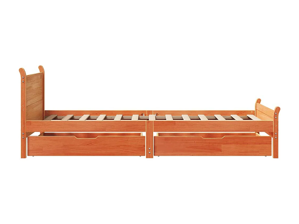 Bedframe zonder matras massief grenenhout wasbruin 100x200 cm