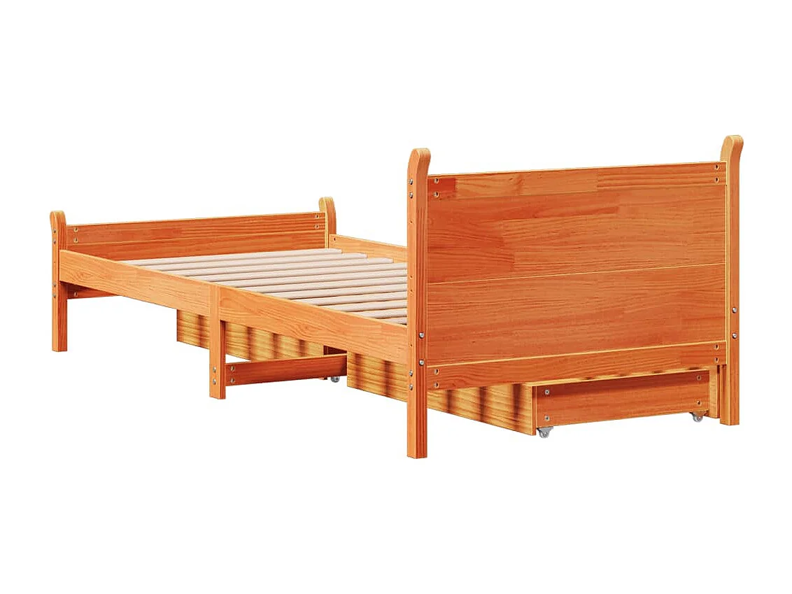 Bedframe zonder matras massief grenenhout wasbruin 100x200 cm