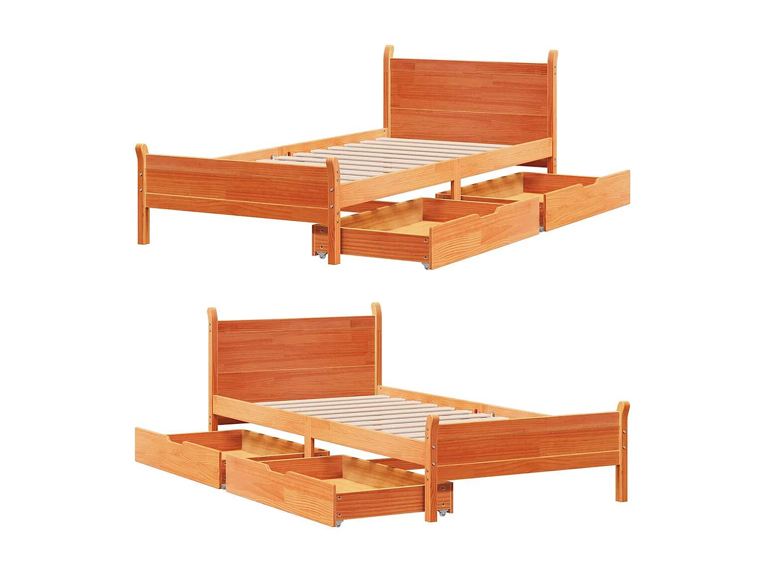 Bedframe zonder matras massief grenenhout wasbruin 100x200 cm