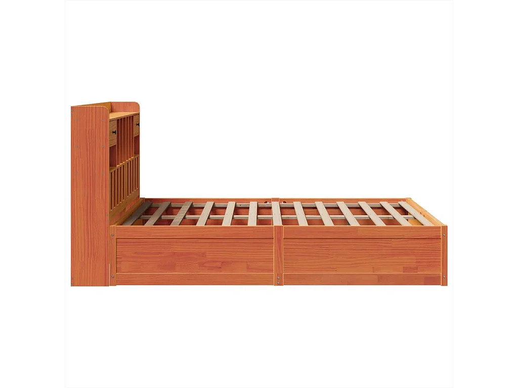 Massivholzbett ohne Matratze Wachsbraun 140x200 cm Kiefernholz