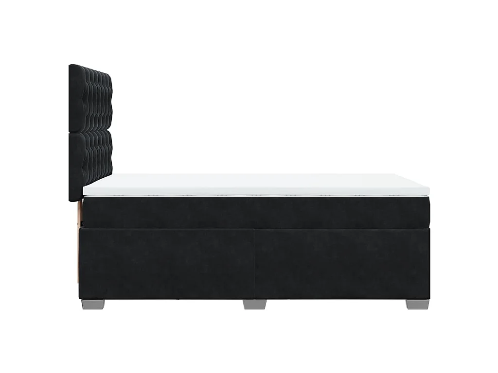 Sommier à lattes de lit avec matelas Noir 90x190 cm Velours