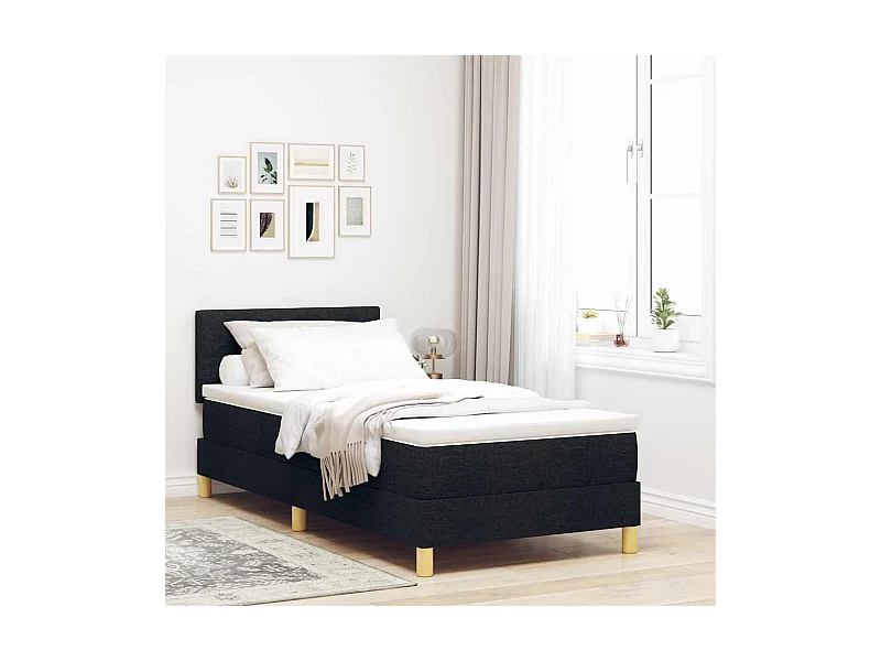 Boxspringbett mit Matratze Schwarz 90 x 200 cm Stoff