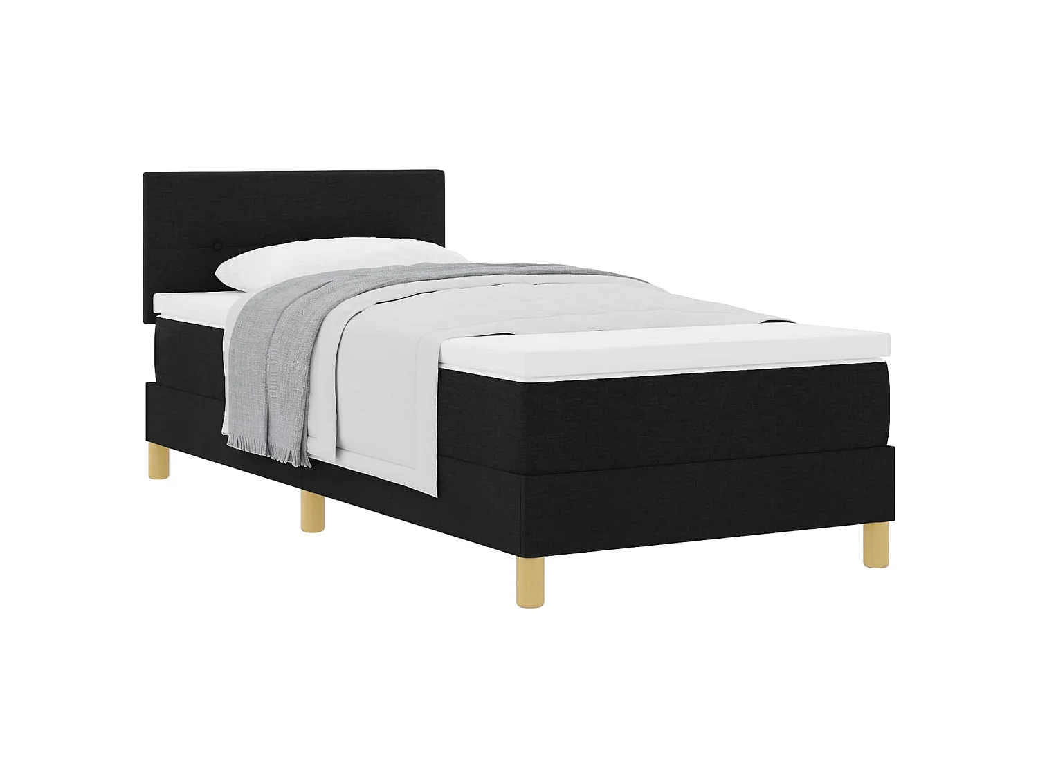 Boxspringbed met kussen met hoofdeinde Zwart 90 x 200 cm Stof
