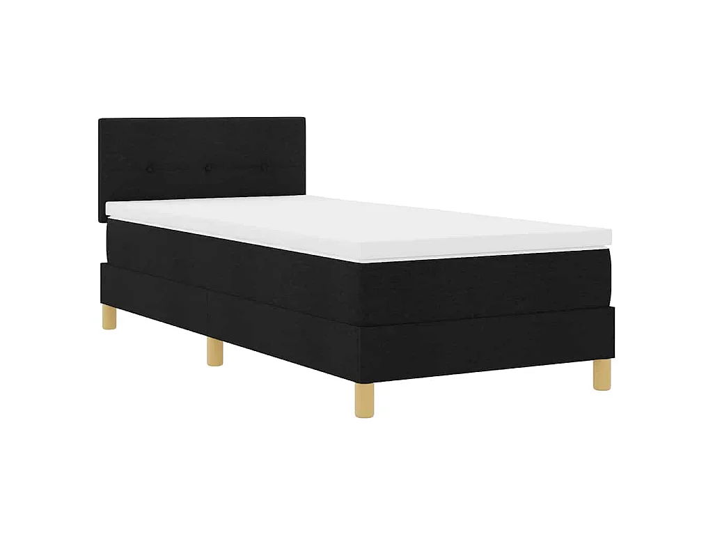 Boxspringbed met kussen met hoofdeinde Zwart 90 x 200 cm Stof