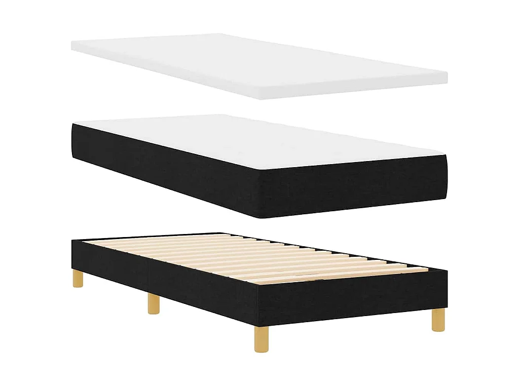 Boxspringbed met kussen met hoofdeinde Zwart 90 x 200 cm Stof