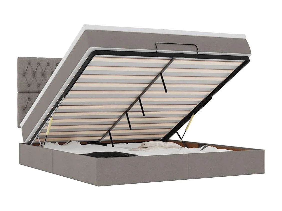Ottoman-Bett mit Matratze Taupe 180x200 cm Stoff