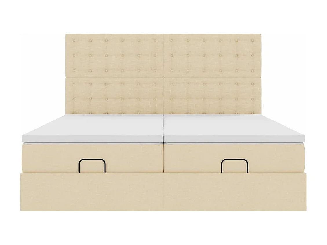 Ottoman bed met matrassen en LED's 180x200cm stof crèmekleurig