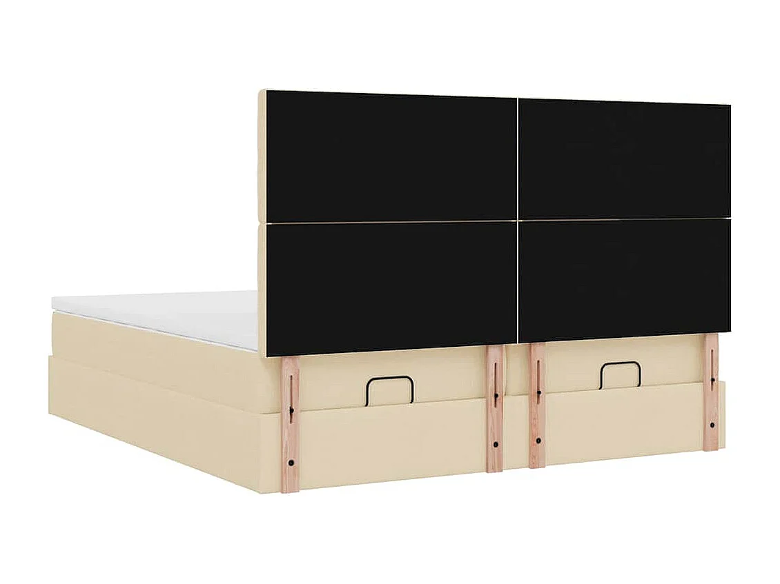 Ottoman bed met matrassen en LED's 180x200cm stof crèmekleurig