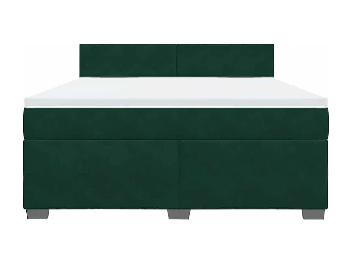 Sommier à lattes de lit et matelas Vert foncé 180x200cm Velours