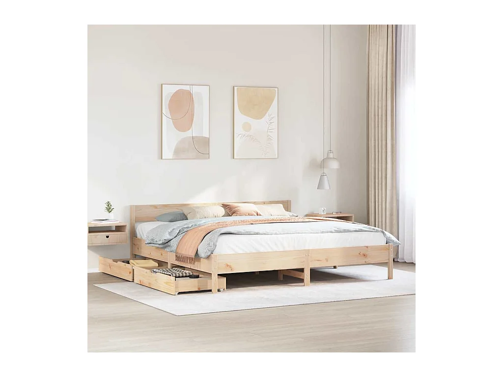 Cadre de lit sans matelas 180x200 cm bois massif de pin