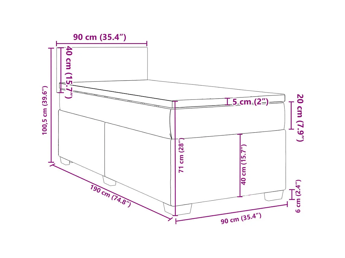 Sommier à lattes de lit avec matelas Taupe 90x190 cm Tissu