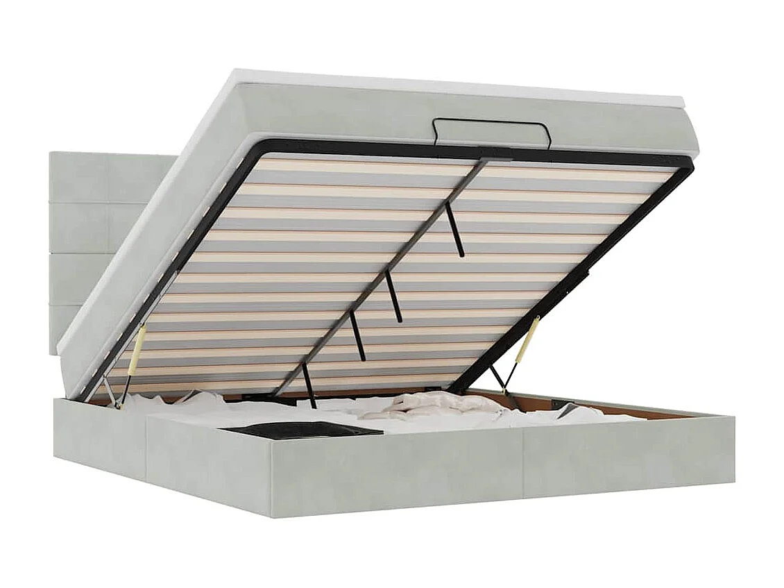 Ottoman bed met matrassen 180x200cm fluweel lichtgrijs