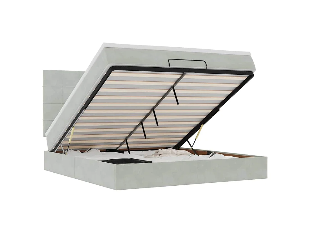 Ottoman bed met matrassen 180x200cm fluweel lichtgrijs