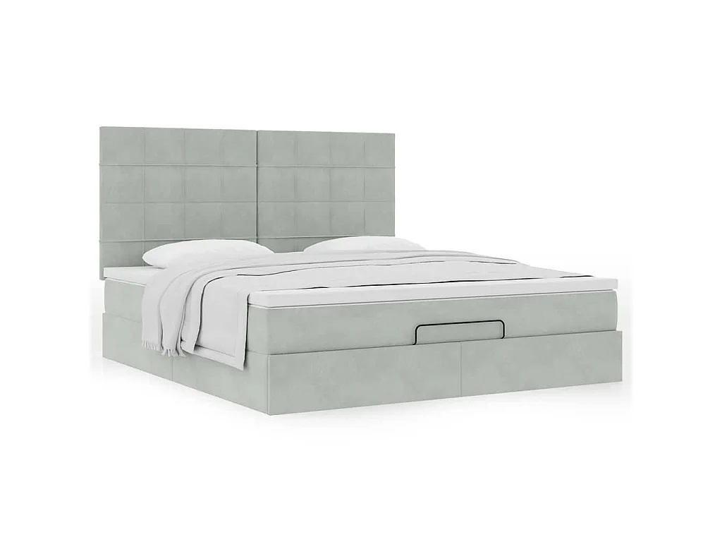 Ottoman bed met matrassen 180x200cm fluweel lichtgrijs