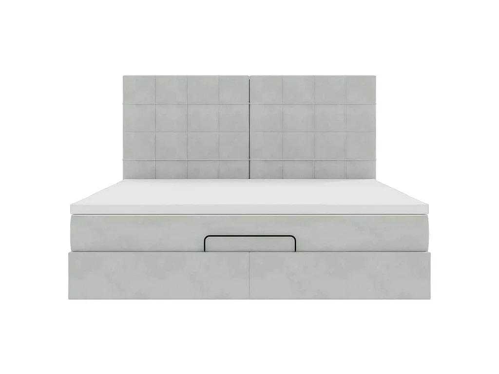 Ottoman bed met matrassen 180x200cm fluweel lichtgrijs