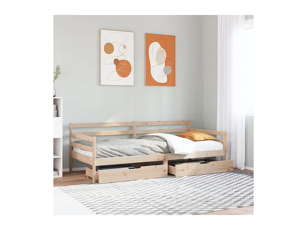 Lit de jour avec tiroirs sans matelas 90x200 cm bois massif