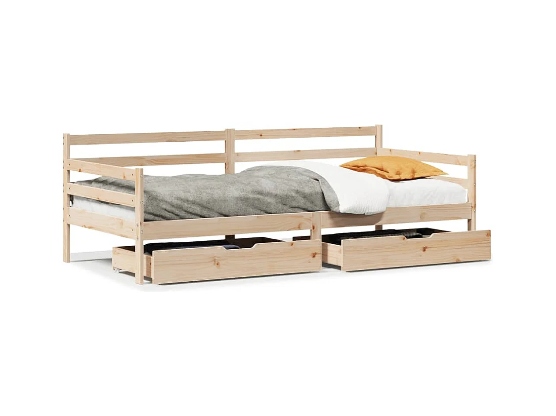 Lit de jour avec tiroirs sans matelas 90x200 cm bois massif