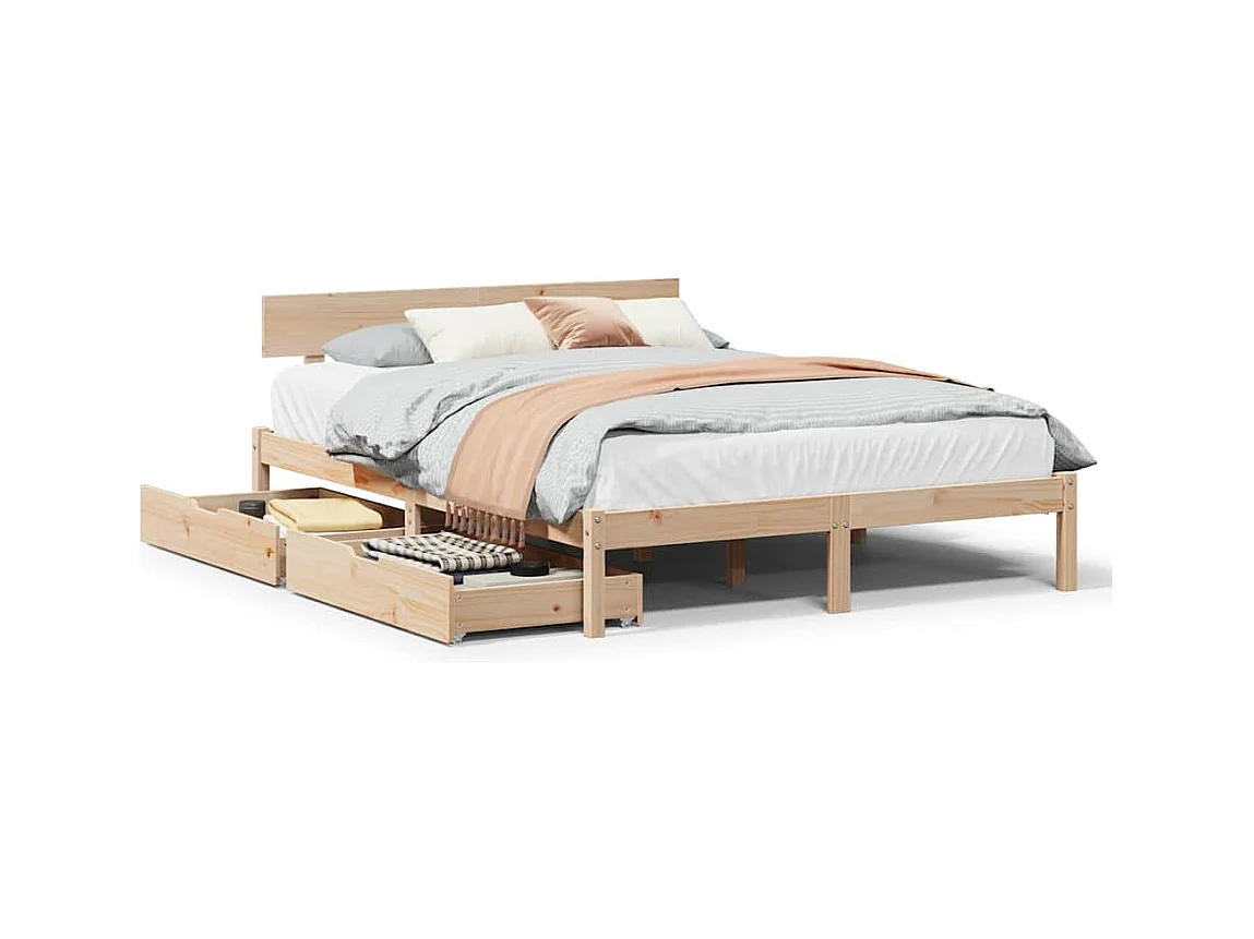 Letto senza Materasso 140x200 cm in Legno Massello di Pino