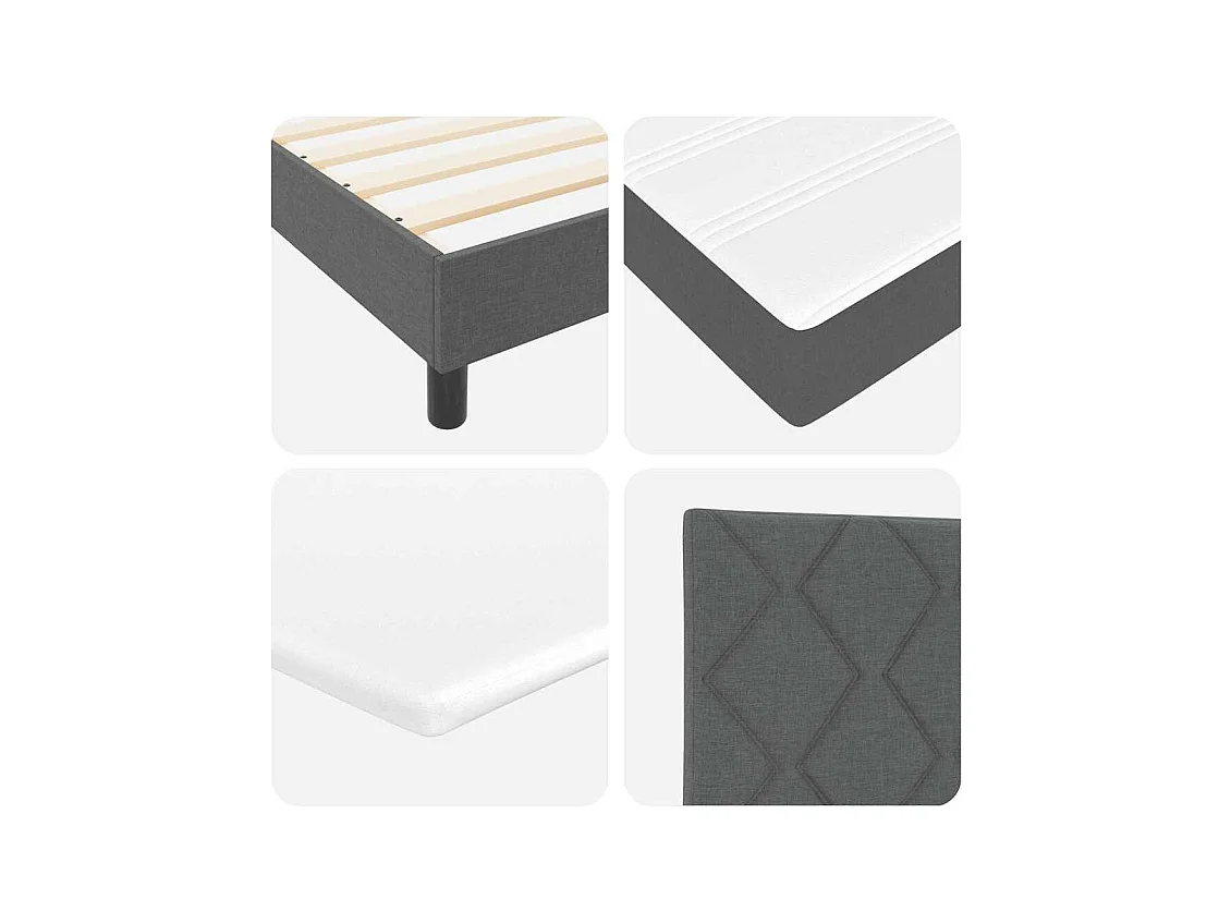 Lit boxspring avec matelas Gris foncé 140 x 200 cm tissu