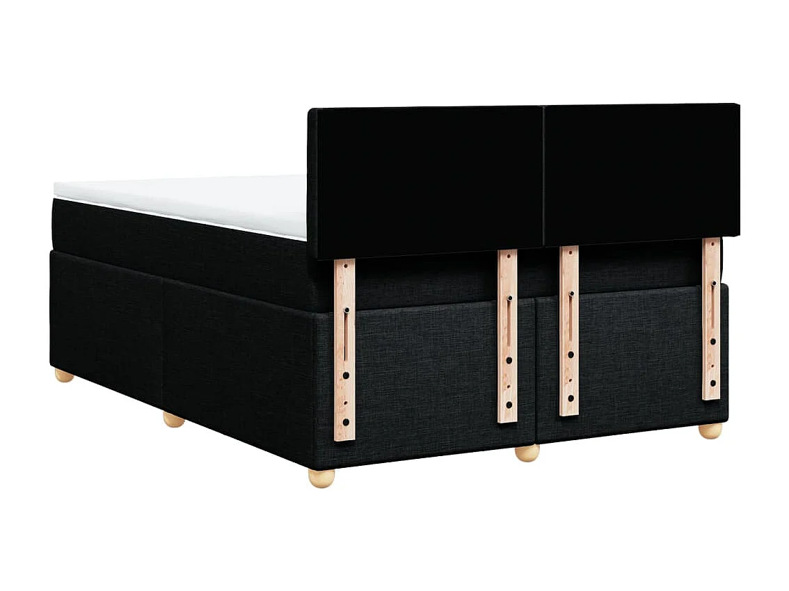 Cama box spring con colchón tela negro 140x190 cm