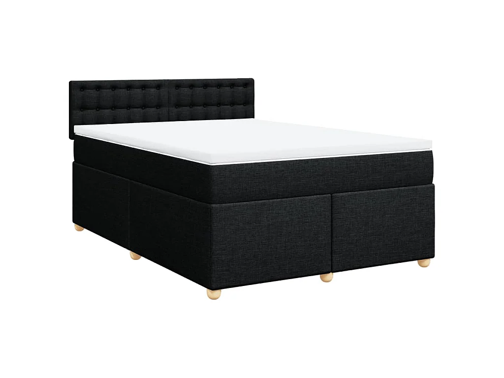 Boxspringbett mit Matratze Schwarz 140x190 cm Stoff