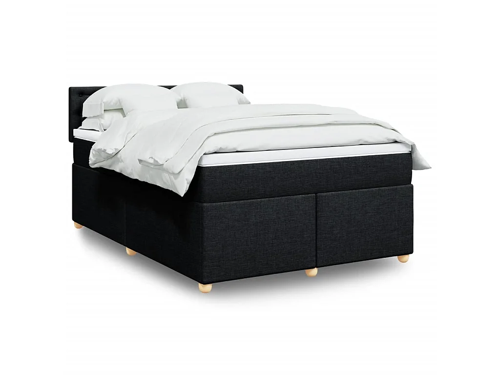 Boxspringbett mit Matratze Schwarz 140x190 cm Stoff