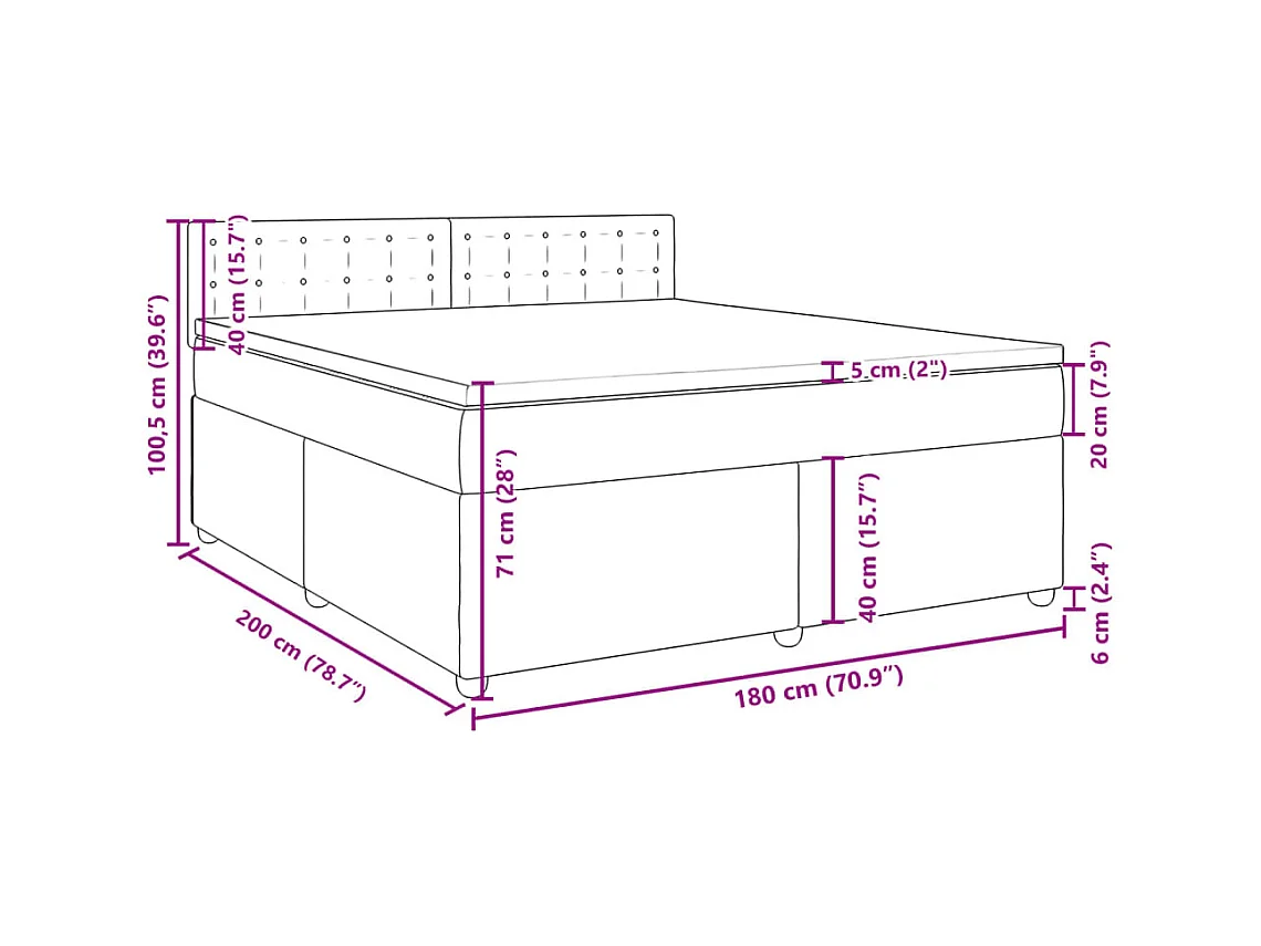 Boxspring met matras stof blauw 180x200 cm