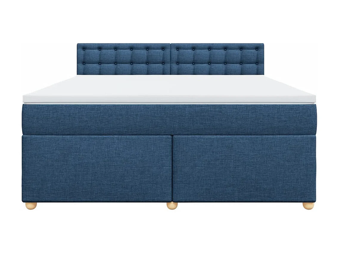 Cama box spring con colchón tela azul 180x200 cm