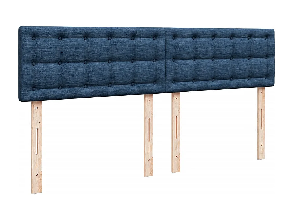 Cama box spring con colchón tela azul 180x200 cm