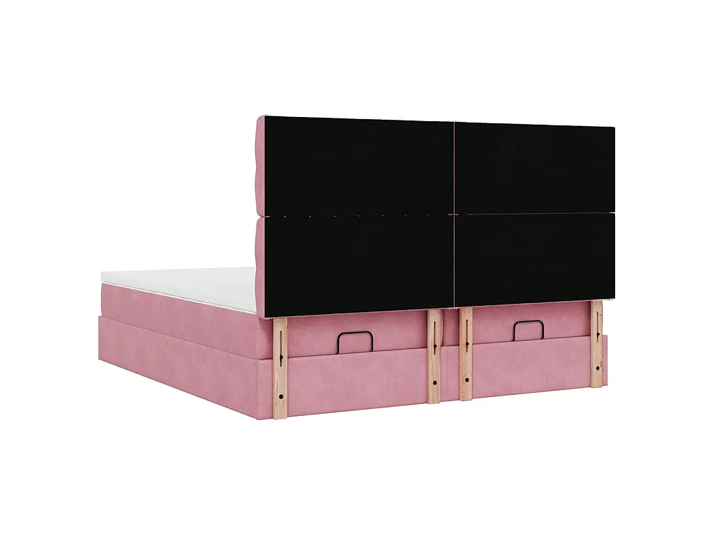 Estructura de cama otomana colchones terciopelo rosa 180x200cm