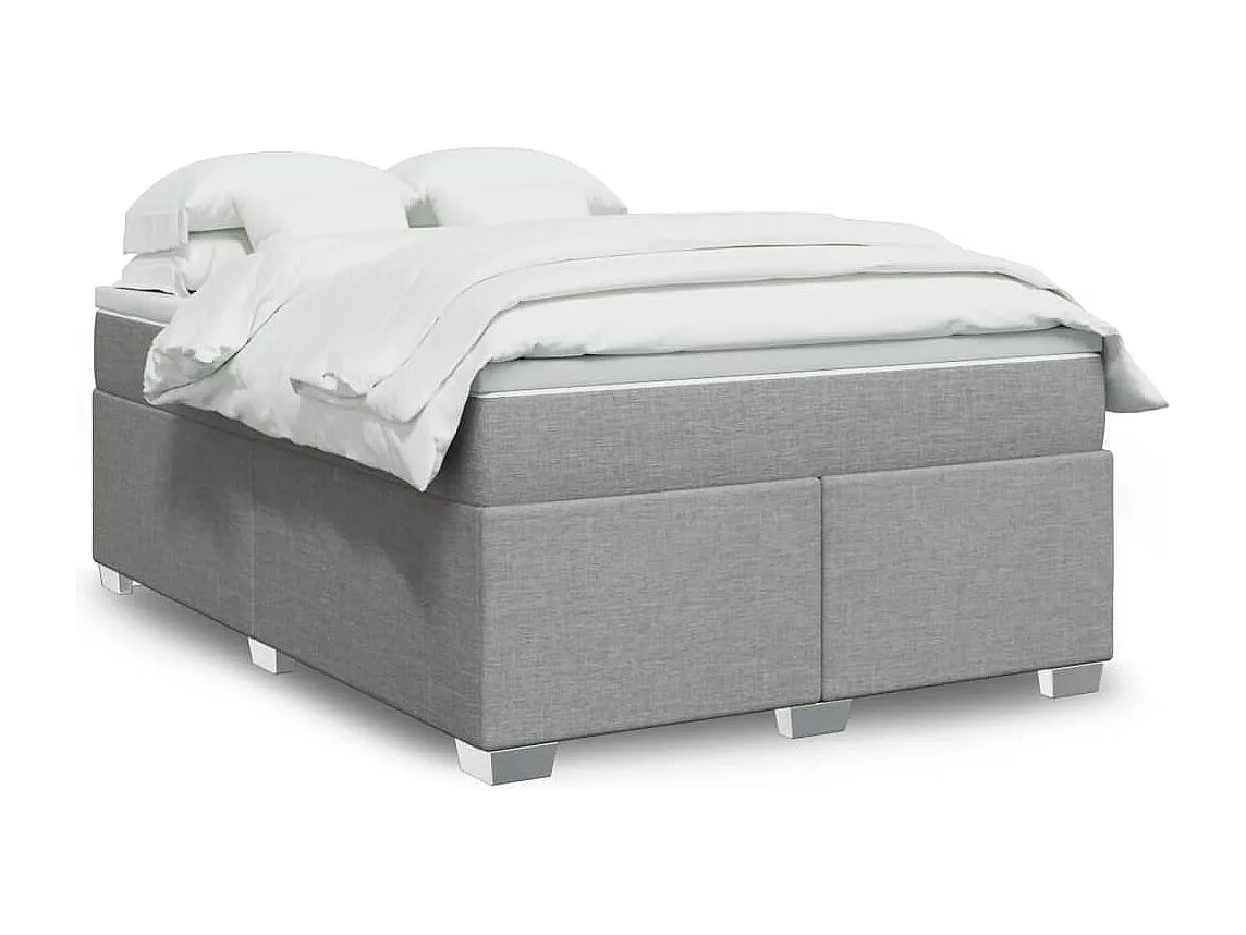 Boxspringbett mit Matratze Hellgrau 140x200 cm Stoff