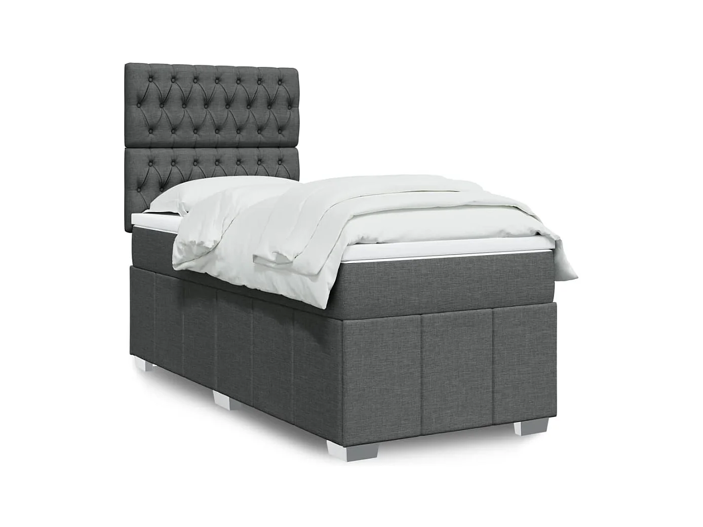 Sommier à lattes de lit avec matelas Gris foncé 90x200 cm Tissu